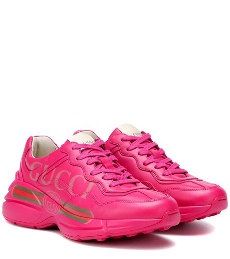 neon pink gucci trainers|Gucci sneakers for women.